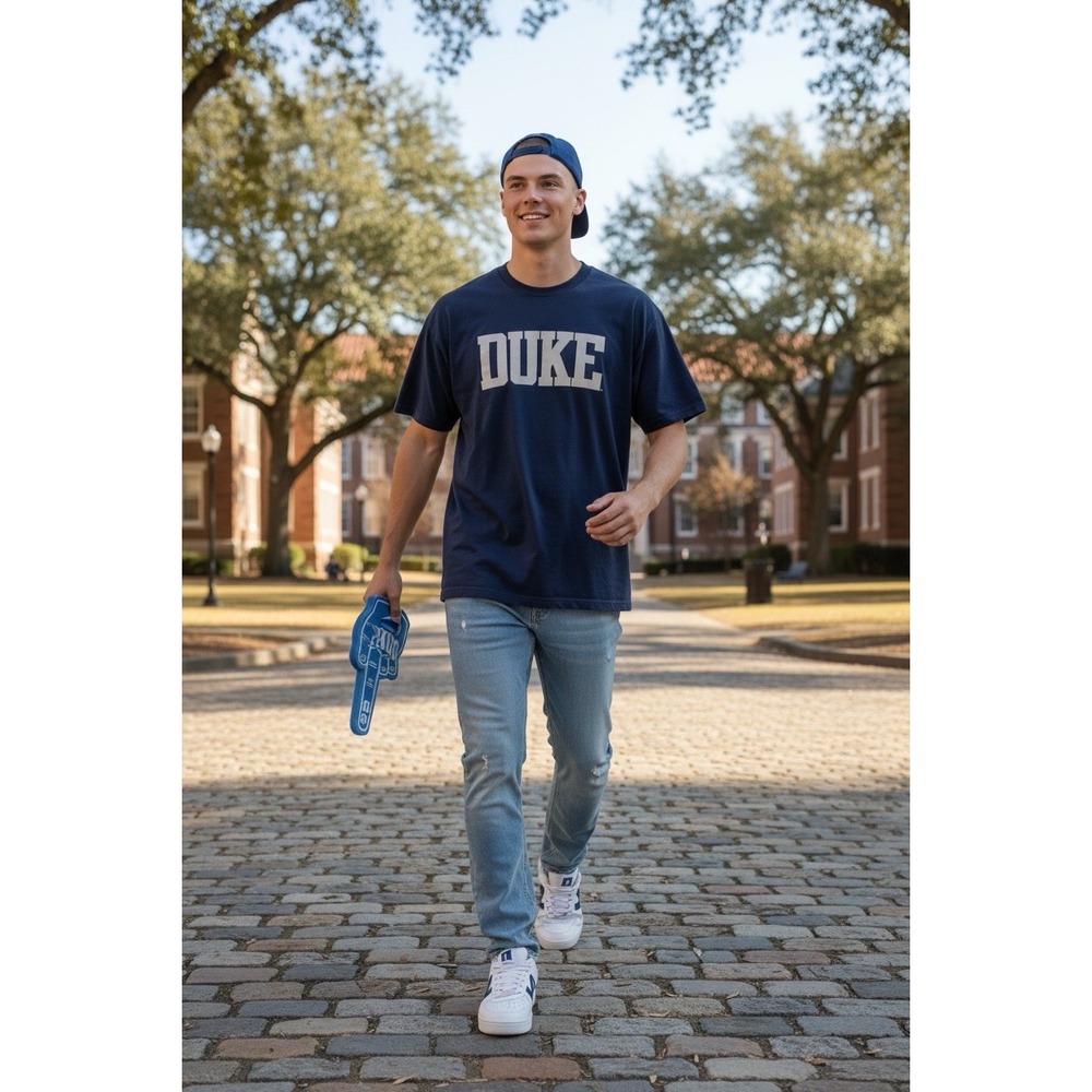 Duke University DUKE Logo Graphic T-Shirt Men's Size L Navy Blue College